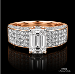 Anillo de Oro Rosa de 14K con Diamante Cultivado en Laboratorio, Corte Esmeralda para Hombre, Certificado IGI, Regalo de Compromiso, Aniversario, Uso en Fiestas - Product Image 1