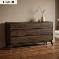 Aparador Moderno de Madera de Nogal de 1.5M, Mueble de Almacenamiento de Madera Sólida para Dormitorio y Comedor