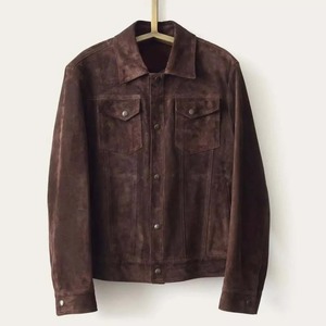 <b>Men</b>’s Brown <b>Suede</b> Leather Trucker <b>Jacket</b> – Custom Made - Product Image 2