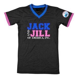 Camiseta de Mujer Jack and Jill con Cuello en V, Bloques de Color, Manga Corta, Paneles en Contraste, Informal, de Algodón, Tejido Suave y Transpirable, Personalizada - Product Image 2