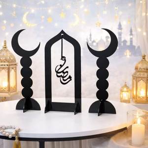 Minaret de luxe en métal, motif lune et étoile, finition argentée, pour la décoration de table de mosquée à domicile, personnalisation disponible à bas prix - Product Image 2
