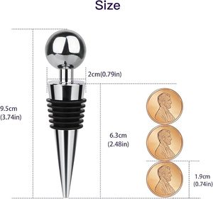 จุกปิดขวดไวน์สแตนเลสพร้อมซีลยางและหัวบอลสำหรับปิดผนึกขวดไวน์ - Product Image 2