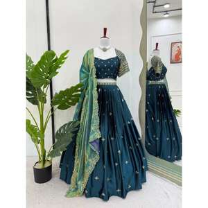 ผ้าไหม Fendy ผ้าซาตินสำหรับทำงาน lehenga choli มีขนาดไม่เกิน44ดีไซน์เรียงตามลำดับรายละเอียดภายในที่หรูหรา - Product Image 1