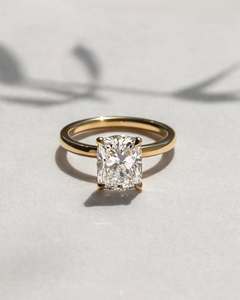 Premium PT950 Platinum Elongated Cushion Cut Lab Grown Diamond Filled IGI Certified Engagement <b>Ring</b> Minimalist <b>Plain</b> Band - Product Image 1