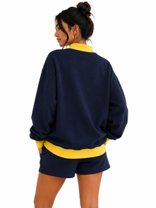 Sweat-shirt à col montant surdimensionné personnalisé OEM, 100% coton, léger, respirant, impression personnalisée, pull-over - Product Image 3