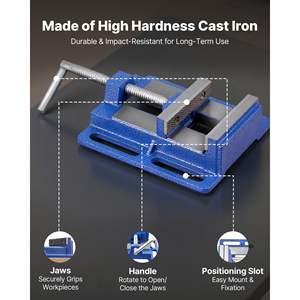 Étau de perceuse portable à mâchoires de 4 pouces, base à fentes, installation facile, construction en fonte durable pour le travail du bois - Product Image 3