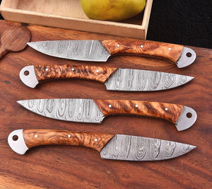 Cuchillos para carne de acero de Damasco con mango de madera, herramienta de comedor, colección de regalo de lujo, cuchillos profesionales para carne de acero de Damasco - Product Image 6