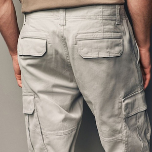 100% Cotton Men's Cargo <b>Jogger</b> Pants Multi Pocket Streetwear Track Trousers Flare <b>Stacked</b> Sweatpants Loose Fit Casual Pants Men - Product Image 5