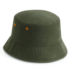 Green Cotton Canvas Bucket <b>Hat</b> With Orange Buttons Unisex Casual Outdoor Spring Summer 56-58CM - Product Image 1