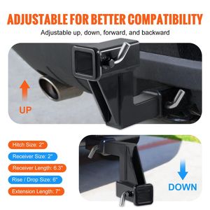 Rialzo per Gancio di Traino da 2 Pollici con Adattatore Estensore per Gancio di Traino da 6 Pollici (Rialzo/Ribassamento) e Supporti di Estensione da 7 e 9 Pollici - Product Image 4