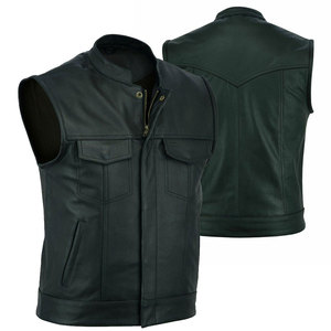 Chaleco de Cuero para Hombre, Chaqueta sin Mangas de Cuero Genuino Premium con Cierre de Cremallera Frontal y Múltiples Bolsillos para Ropa Casual de Calle - Product Image 3