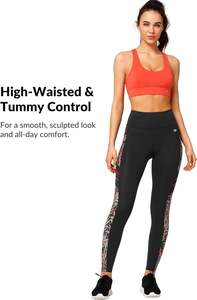 เลกกิ้งเอวสูงพิมพ์ลาย OEM สำหรับผู้หญิง มีกระเป๋า กางเกงโยคะผู้หญิง เลกกิ้งออกกำลังกายแบบยืด กระชับสัดส่วน - Product Image 6