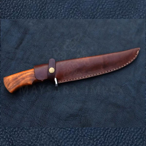 Cuchillo Bowie de Acero de Damasco Hecho a Mano con Funda de Cuero, Hoja de Espesor Completo, Cuchillo de Caza Personalizado, Hoja Afilada para Supervivencia y Camping - Product Image 5