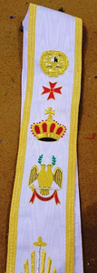 Regalia Masónica Rito Escocés 33 Grados, Faja Blanca Bordada a Mano con Hilo Metálico, Alta Calidad, Hecha a Medida, Nueva - Product Image 4