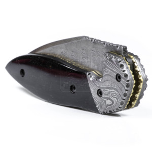 Hot Selling Damascus Steel Handmade Drop Point Hunting Knife with Buffalo Horn Handle DD-FK-828 Wholesale Leather Sheath - Product Image 2