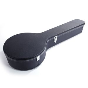 Custodia per banjo in pelle nera e legno per banjo a 5 e 6 corde con motivo microgroove - Product Image 4
