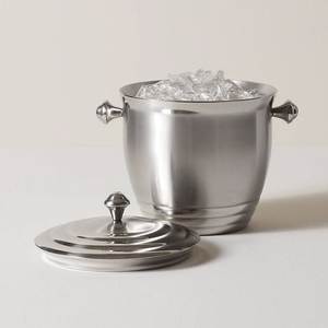 Cubo de Hielo de Acero Inoxidable White Royals con Tapa, Enfriador Clásico Redondo de Doble Pared Aislado de 5L con Patrón a Rayas para Regalos - Product Image 1
