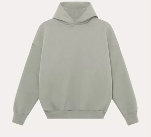Sweat à capuche oversize pour homme avec cordon de serrage, col croisé, épaules tombantes, devant uni et poignets côtelés - Product Image 1