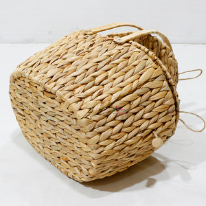 Panier de rangement ovale en rotin de jacinthe naturel, très vendu, avec poignée, panier rustique multi-usages pour l'organisation - Product Image 3