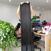 Precio al por mayor en mechones de trama de cabello humano vietnamita virgen Remy negro liso Natural 100% y cierre tipo de cabello indio