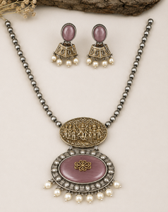 Conjunto de Joyería de Dos Tonos para Mujer, con Zirconia, Aleación de Zinc, Chapado en Oro Antiguo, Estilo Bohemio, para Compromiso, Boda, Collar y Aretes - Product Image 4