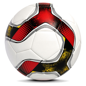 Ballon de football d'entraînement blanc, rouge, noir, jaune, durable, gonflé, emballé, 0,4-0,45 kg - Product Image 1