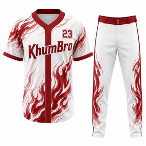 ชุดยูนิฟอร์มเบสบอลสีดำชมพูร้อนแบบกำหนดเอง ชุดเสื้อและกางเกงทีมพิมพ์ลายแบบ Sublimated ขายส่ง Khumbro Sports แบบปรับแต่งได้ - Product Image 4