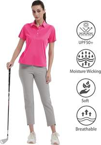 Camisetas Polo de Algodón Lisas Casuales de Verano para Mujer con Cuello Alto y Mangas Largas - Product Image 3