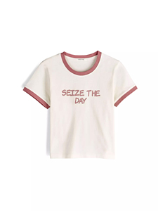 Women's Ringer Baby Tee 100% Cotton Custom Graphics Cropped T Shirt OEM Contrast Trim Y2K Streetwear Vintage Fashion <b>Top</b> - Product Image 5