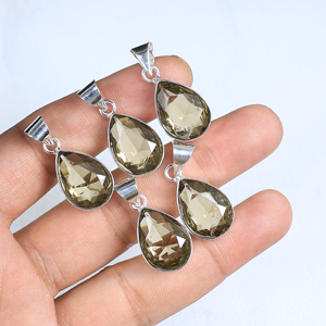 Colgante de Citrino en Forma de Lágrima Hecho a Mano, Chapado en Plata de Ley 925, Gema Minimalista con Corte de Pera, Joyería de Moda para Venta al Por Mayor - Product Image 1