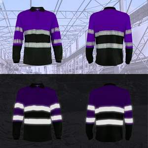 Camisa de seguridad reflectante de manga larga con logotipo personalizado al por mayor, ropa de trabajo de alta visibilidad en neón para paisajismo y trabajos al aire libre - Product Image 5