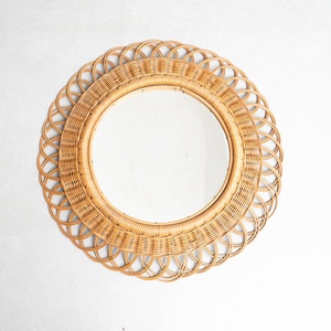 Flower shape rattan <b>mirrors</b> cheapest price decor wall-mounted <b>mirror</b> for hair salon spa hotel - Product Image 6