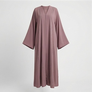 Vente en gros : Robe longue Abaya Kaftan pour femmes, style simple et modeste, couleur personnalisable, avec fermeture éclair frontale, vêtement islamique - Product Image 1