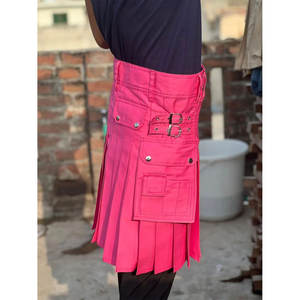 กิ๊ลท์สก็อตติชแบบยูนิเซ็กซ์ ทำมือ สีชมพู ผ้าฝ้าย ใช้งานได้หลากหลาย มีกระเป๋าหลายช่อง แบบดั้งเดิม ขายส่ง - Product Image 6