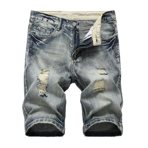 Shorts en jean déchirés et usés pour homme Asturbanwear, taille mi-haute, coupe droite, décontractés, respirants, écologiques, en coton imperméable pour l'été - Product Image 6