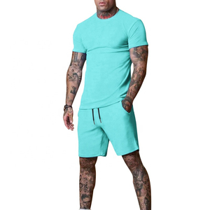 Conjunto de Camiseta y Pantalones Cortos Casuales de Verano para Hombre, Traje Deportivo Masculino Sólido, Tejido de Rizo Transpirable, 2 Piezas - Product Image 6