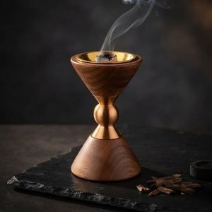 Brass Metal <b>Bakhoor</b> Burner Nordic Minimalist Matte Black Base Censer Wholesale Modern Home Decor Middle East Premium <b>Oud</b> Burner - Product Image 2