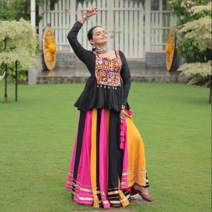 Navratri Diwali Traditional Spiritual Cotton Lehenga Choli with <b>Gota</b> Patti Quick Dry Attractive Design - Product Image 1