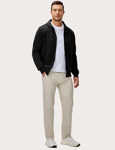Sweat-shirt à capuche zippé pour homme, décontracté, avec poches, veste en polaire respirante, coupe régulière, couleur unie, pour l'automne - Product Image 5