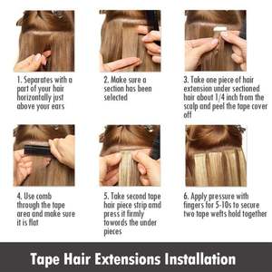 Fábrica al por mayor doble cinta dibujada extensiones de cabello humano personalizar Color 100% extensiones de cabello Remy de larga duración - Product Image 5