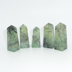 Tour de cristal de préhnite naturelle, pointe de préhnite verte, pierre de guérison pour la méditation Reiki, décoration énergétique, vente en gros - Product Image 1