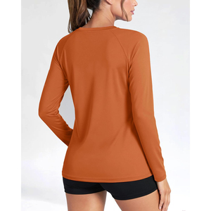Unisex Full Sleeve Orange Rash Guard Quick Dry UPF50+ Breathable Eco-Friendly Front Logo <b>Swim</b> Top <b>for</b> Adults - Product Image 2