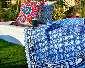 Indian Floral Block Print 300tc Pure Cotton Handcrafted Reversible Bedding <b>Set</b> Bohemian Style Washable Breathable Sustainable - Product Image 1
