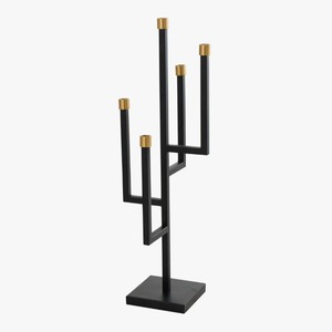 Candelabro moderno de metal negro con detalles dorados, forma elegante, decoración para el hogar, acabado mate a bajo precio. - Product Image 6