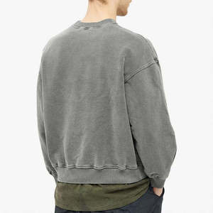 Sweat-shirt à col rond épais pour homme, en coton jersey 100% écologique, 240g, effet délavé à l'acide - Product Image 2