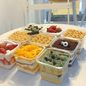 Trendy Disposable Square Dessert Cup 350ml for Tiramisu Pudding and Parfait 350ml Dessert Cup with Lid for Mousse and Cheesecake - Product Image 3