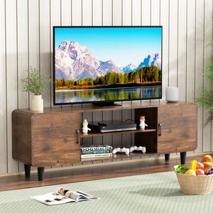 Rustico marrone 55 pollici supporto TV per il centro di intrattenimento armadi porta morbida cerniera porta maniglia Media Console da tavolo per soggiorno - Product Image 2