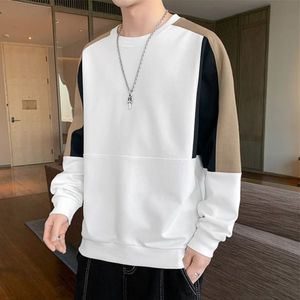 Men Crew Neck Sweatshirt Color Blocking Patchwork <b>Raglan</b> Sleeve Oversized Knitted Cotton Pullover Casual Autumn Style - Product Image 5