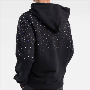 Chándal de lujo para hombre, 100% algodón, con pedrería, de alta calidad, con logo personalizado, sudadera con capucha y pantalones, ropa de calle de invierno con estrellas estampadas - Product Image 2
