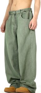 Pantalones vaqueros de mezclilla encerada de pierna ancha para hombre, talla grande, corte holgado, cintura media, color liso, algodón, casuales, con cierre de botón, tela tejida - Product Image 6
